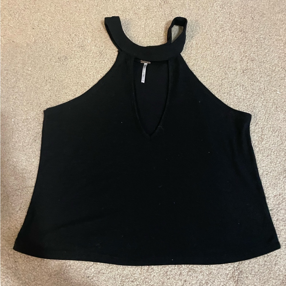 Poof Black high neck open‎ front tank top size medium